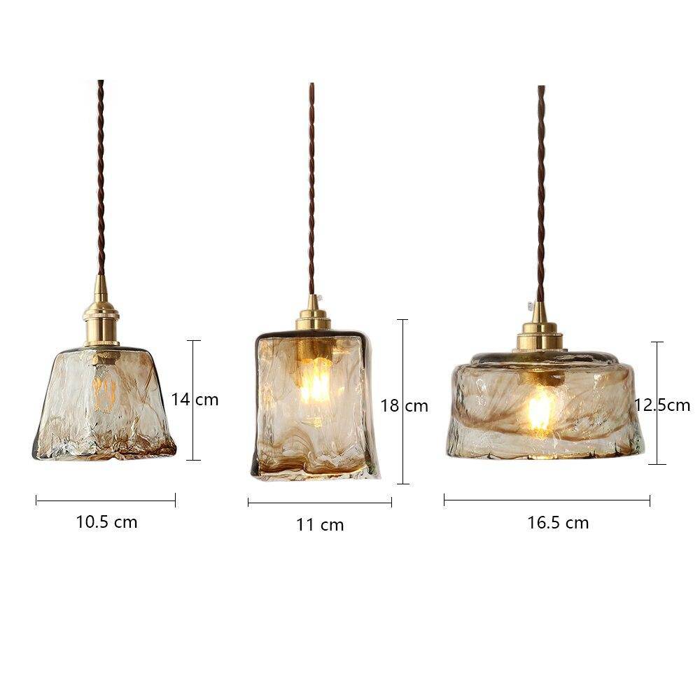 Suspension design à LED avec abat-jour en verre cuivré rétro - vue 6 sur 6