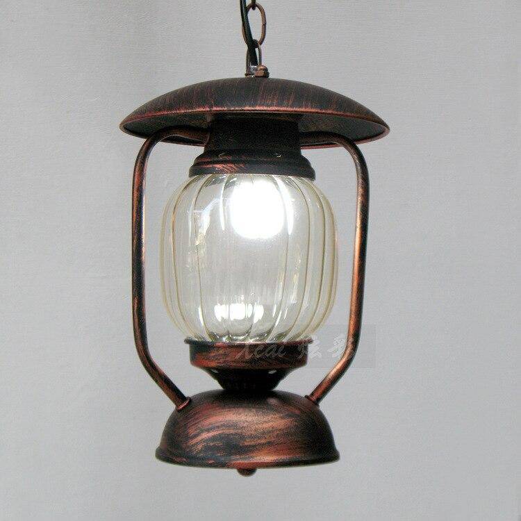 Suspension rétro LED en métal avec abat-jour en verre arrondi - vue 3 sur 5