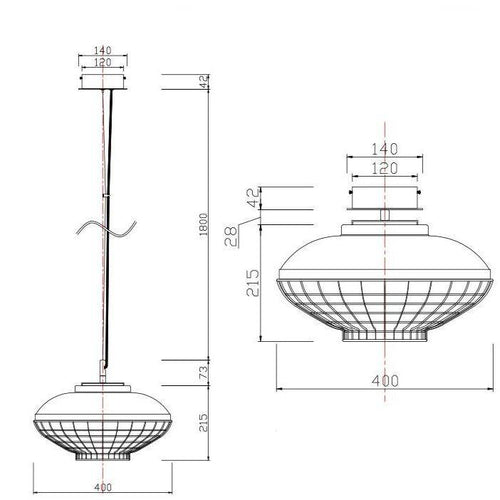 Suspension design LED avec en métal rose gold - vue 3 sur 4