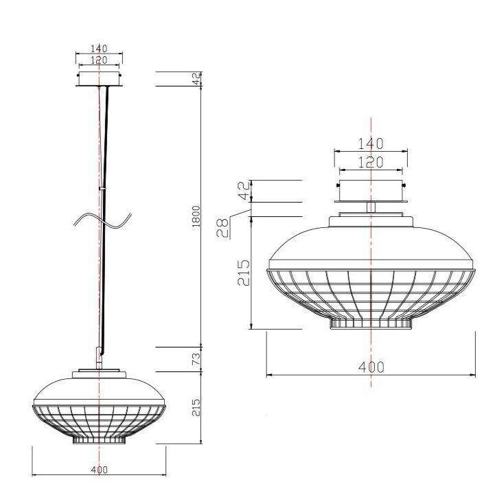 Suspension design LED avec en métal rose gold - vue 3 sur 4