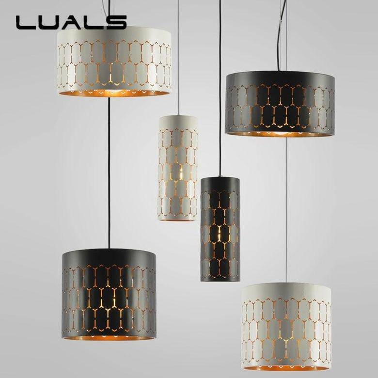Suspension design LED avec abat-jour retro arrondi en métal - vue 6 sur 12