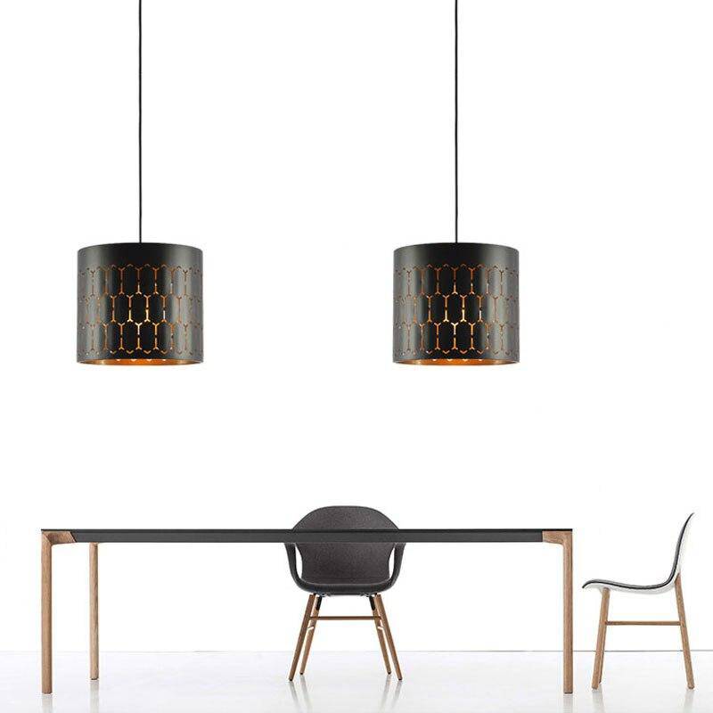 Suspension design LED avec abat-jour retro arrondi en métal - vue 4 sur 12