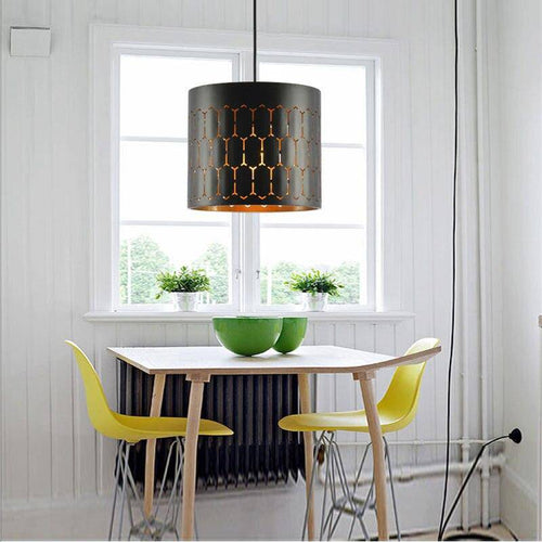 Suspension design LED avec abat-jour retro arrondi en métal