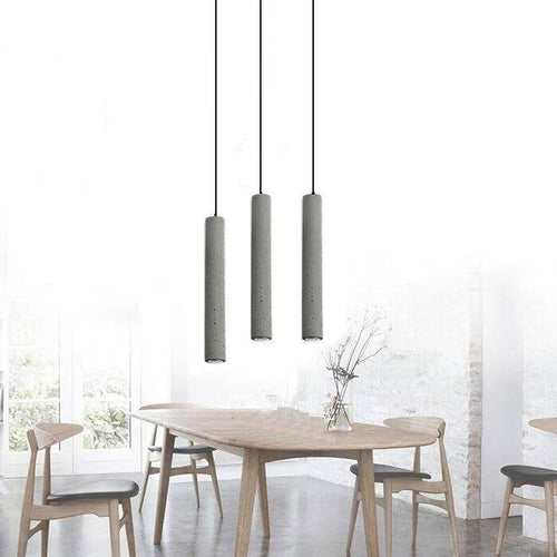 Suspension design LED allongée en ciment gris - vue 7 sur 8