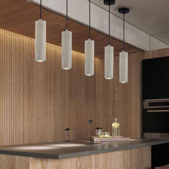 Suspension design LED allongée en ciment gris - vue 6 sur 8