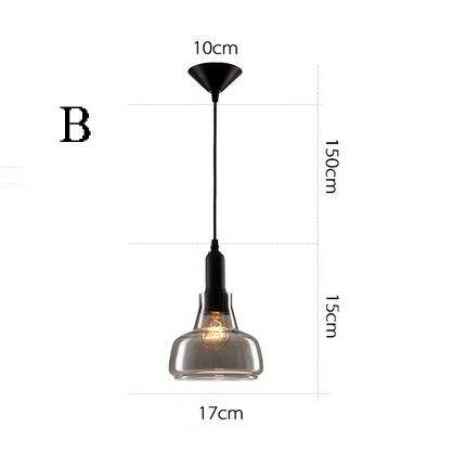Suspension design LED noire avec abat-jour arrondie en verre - vue 6 sur 8