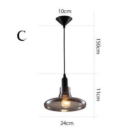 Suspension design LED noire avec abat-jour arrondie en verre - vue 8 sur 8