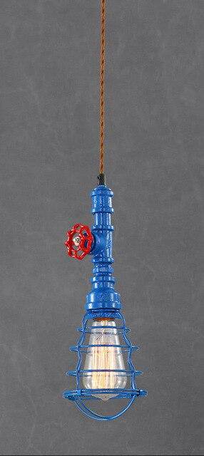 Lustre industriel LED avec plusieurs abat-jours cage en métal coloré - vue 7 sur 14