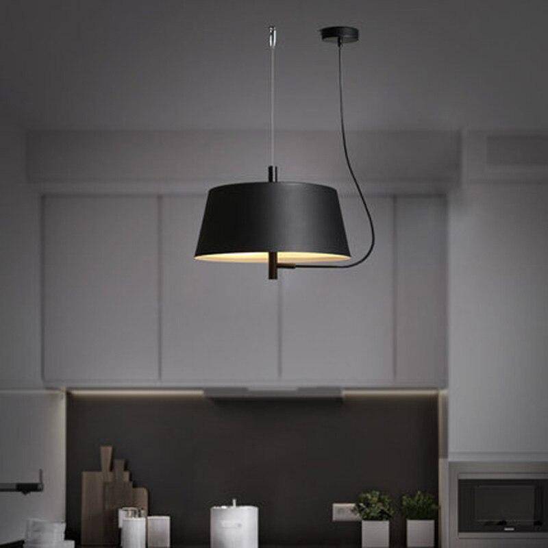 Suspension moderne LED avec abat-jour arrondi métal noir - vue 3 sur 4