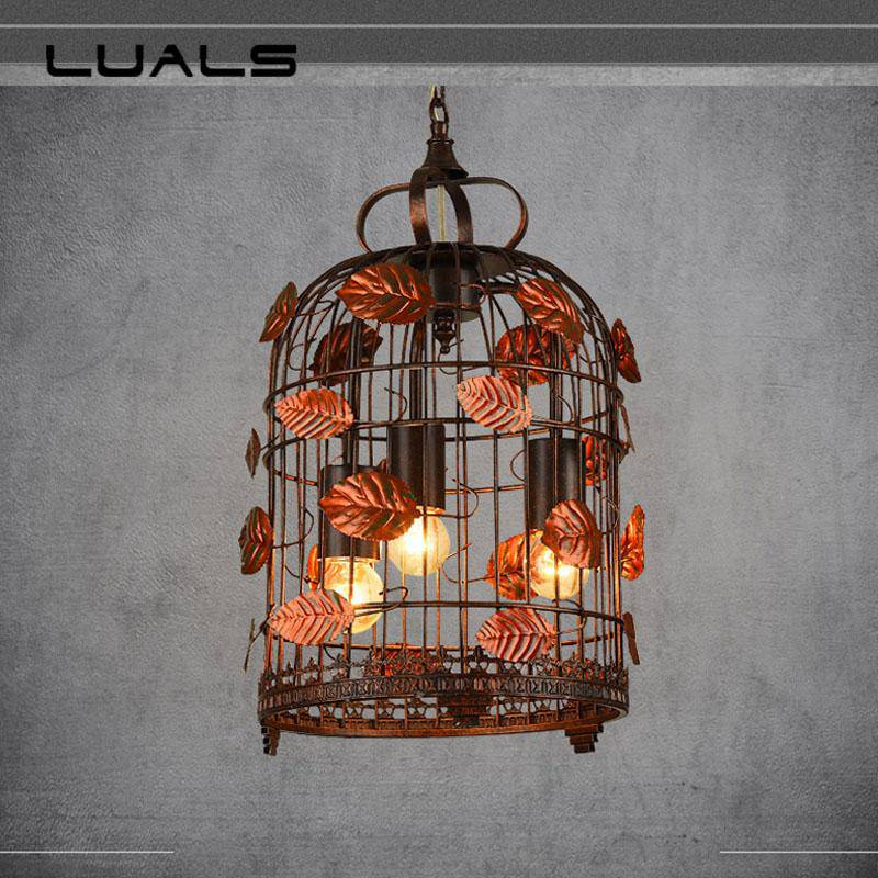 Suspension retro LED en métal style cage aux oiseaux - vue 4 sur 7