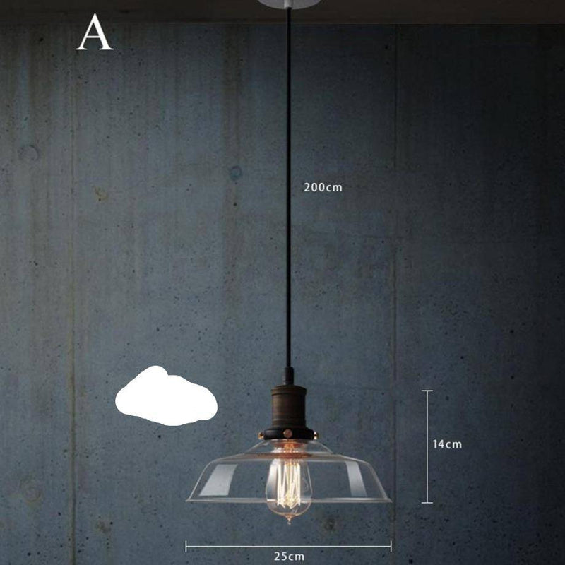 Suspension retro LED avec abat-jour en verre et ampoule Edison