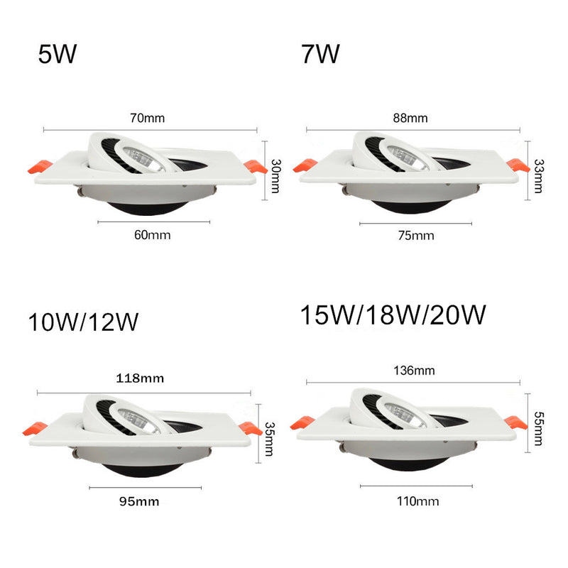Spot moderne LED avec base carré et lumière rotative 360° Solal