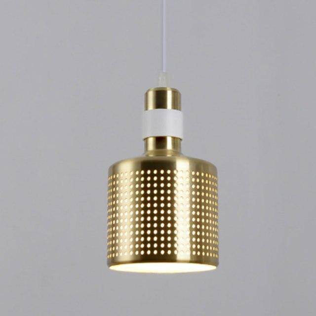 Suspension design LED cylindre arrondi en métal cuivré - vue 5 sur 6