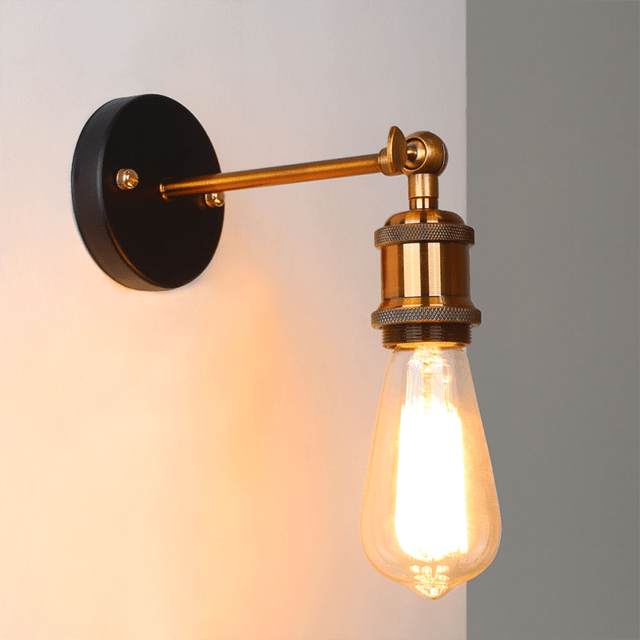Applique murale LED vintage rustique en verre et doré