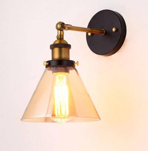 Applique murale LED vintage rustique en verre et doré
