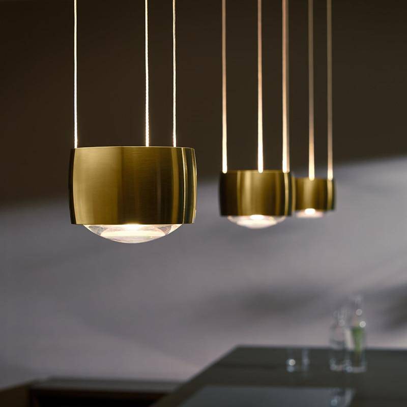 Suspension design à LED arrondie en métal doré Loft - vue 3 sur 5