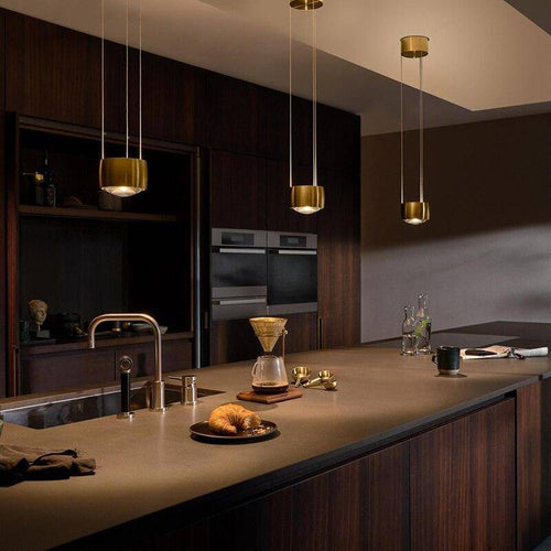 Suspension design à LED arrondie en métal doré Loft - vue 3 sur 5
