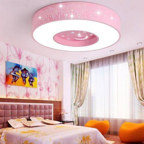 Plafonnier enfant LED rond avec étoiles et lune - vue 3 sur 4