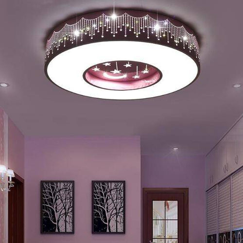 Plafonnier enfant LED rond avec étoiles et lune - vue 5 sur 4