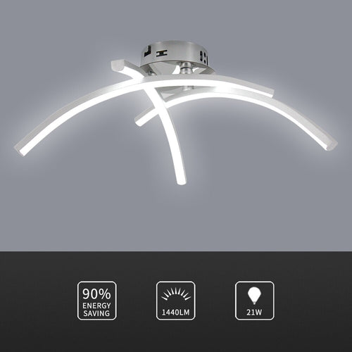 Plafonnier design LED avec 3 barres courbées en métal Teylor