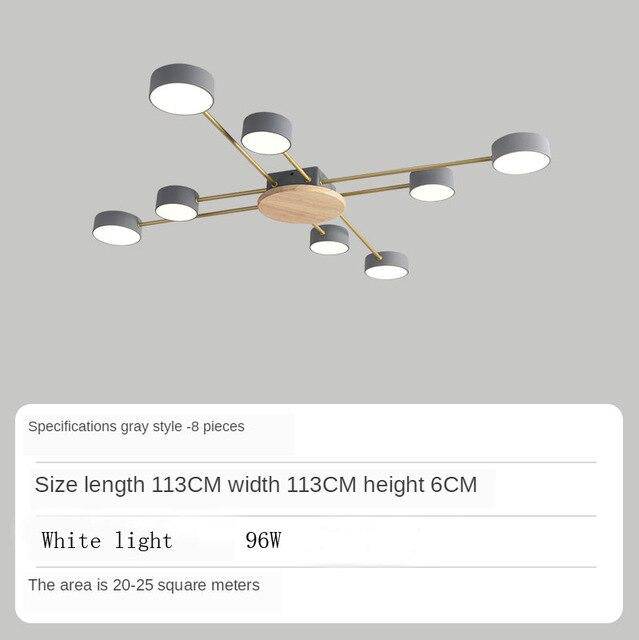 Plafonnier LED design en métal et bois avec plusieurs lampes rondes Aibiou