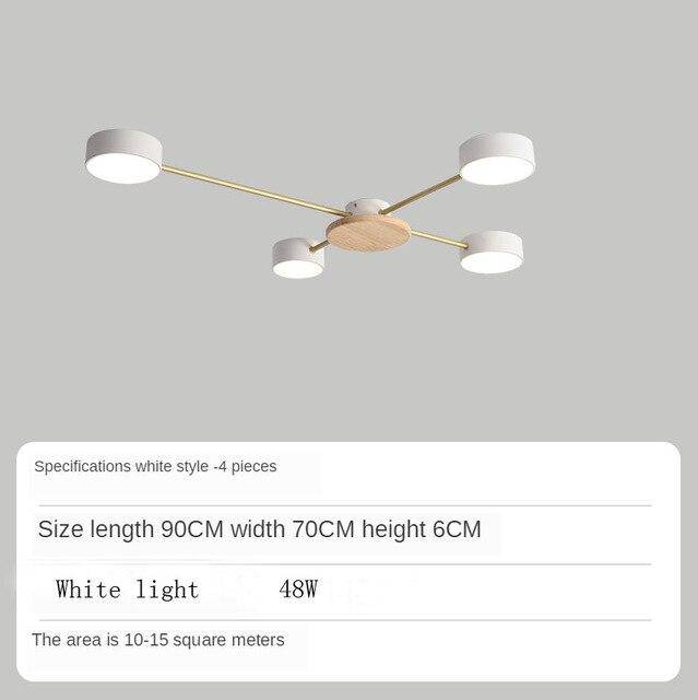 Plafonnier LED design en métal et bois avec plusieurs lampes rondes Aibiou