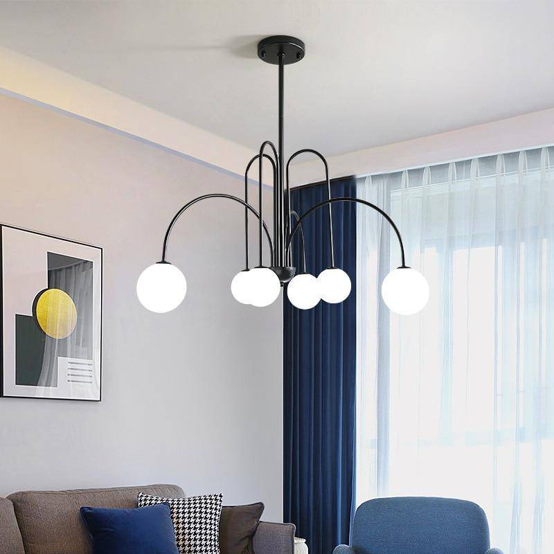 Lustre design LED à branches dorées avec boules en verre Light
