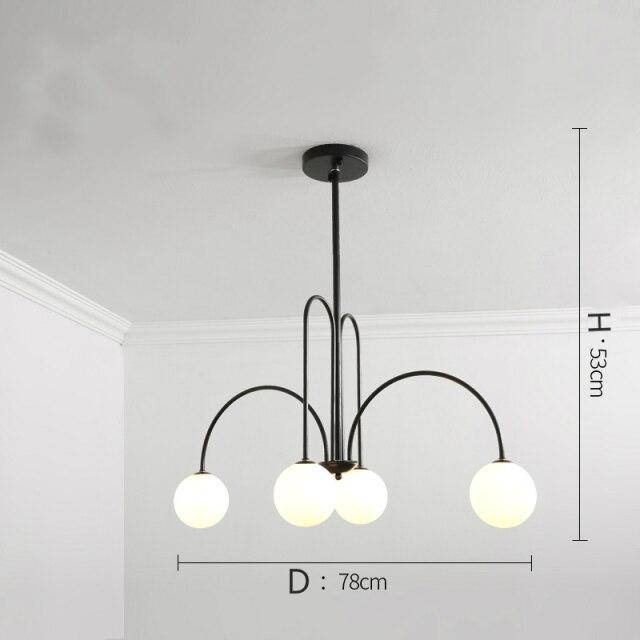 Lustre design LED à branches dorées avec boules en verre Light
