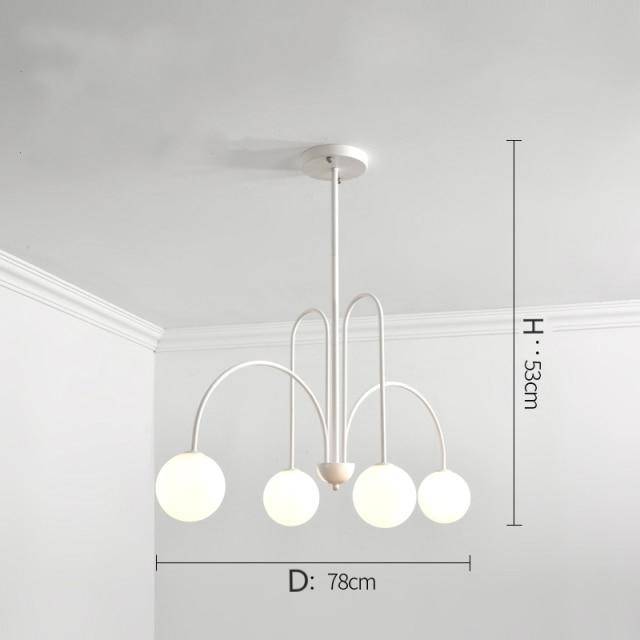 Lustre design LED à branches dorées avec boules en verre Light