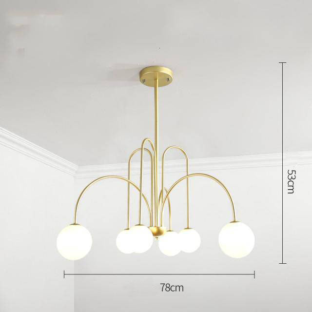 Lustre design LED à branches dorées avec boules en verre Light