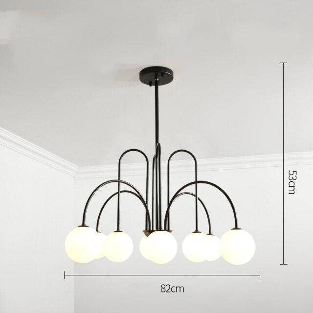 Lustre design LED à branches dorées avec boules en verre Light