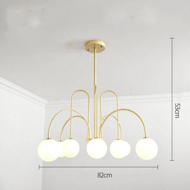 Lustre design LED à branches dorées avec boules en verre Light