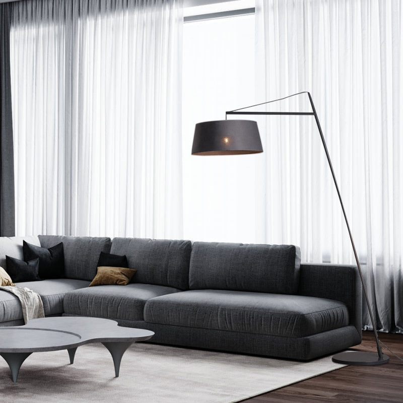 Lampadaire moderne LED avec abat-jour droit tambour Lorya - vue 6 sur 7