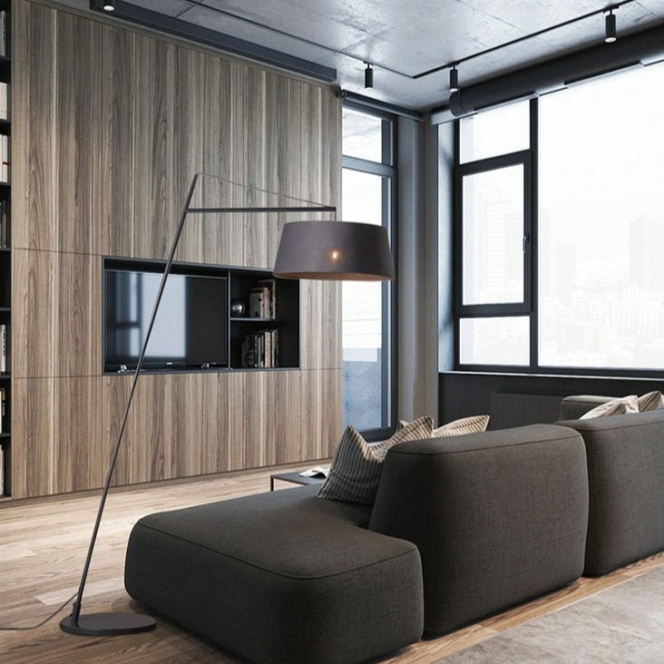 Lampadaire moderne LED avec abat-jour droit tambour Lorya - vue 4 sur 7