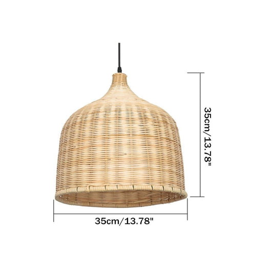 Suspension en rotin LED avec abat-jour arrondi Hang - vue 3 sur 5