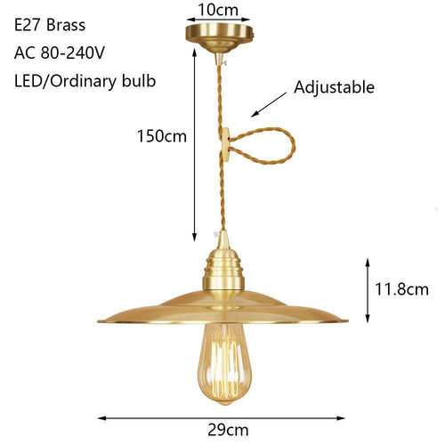Suspension design LED en métal doré avec abat-jour chapeau Coffee - vue 3 sur 3