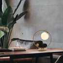 Lampe de chevet design à LED avec anneau métal et boules en verre Loft