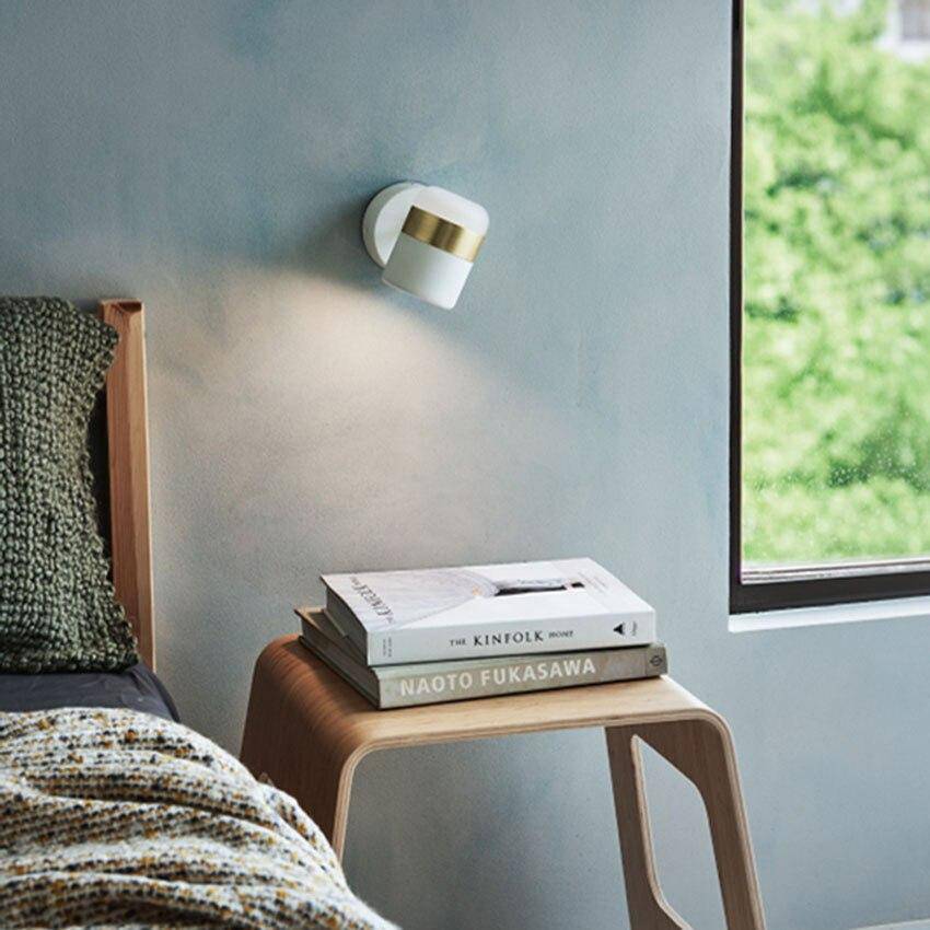 Applique murale moderne LED aux formes arrondies et bande cuivrée - vue 3 sur 6