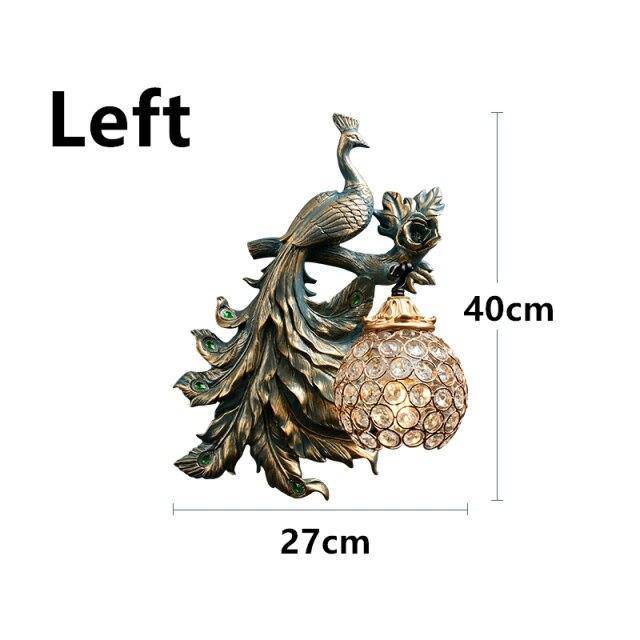 Applique murale vintage LED avec boule en verre et paon en métal Wall - vue 5 sur 7