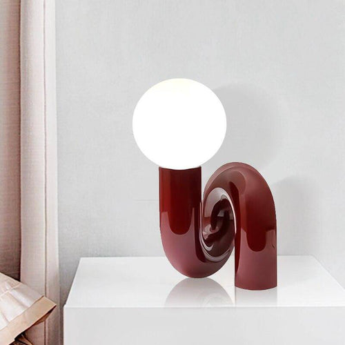 Lampe à poser design à LED en métal rouge avec boule en verre Mao - vue 3 sur 6
