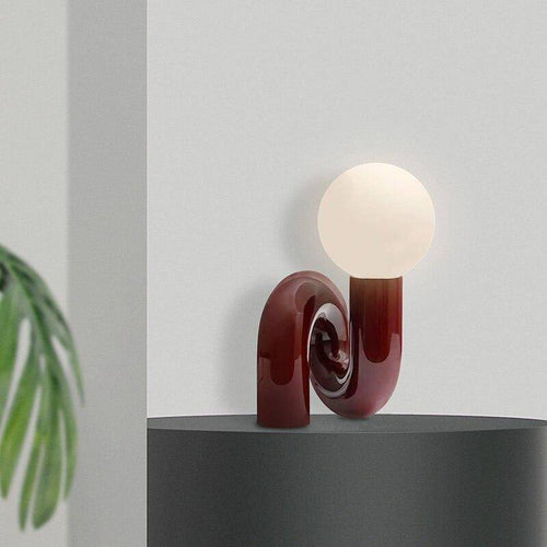 Lampe à poser design à LED en métal rouge avec boule en verre Mao - vue 2 sur 6