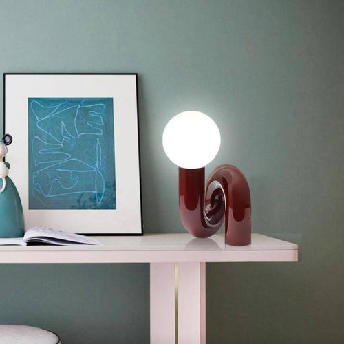 Lampe à poser design à LED en métal rouge avec boule en verre Mao - vue 4 sur 6