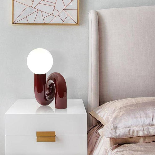 Lampe à poser design à LED en métal rouge avec boule en verre Mao - vue 5 sur 6
