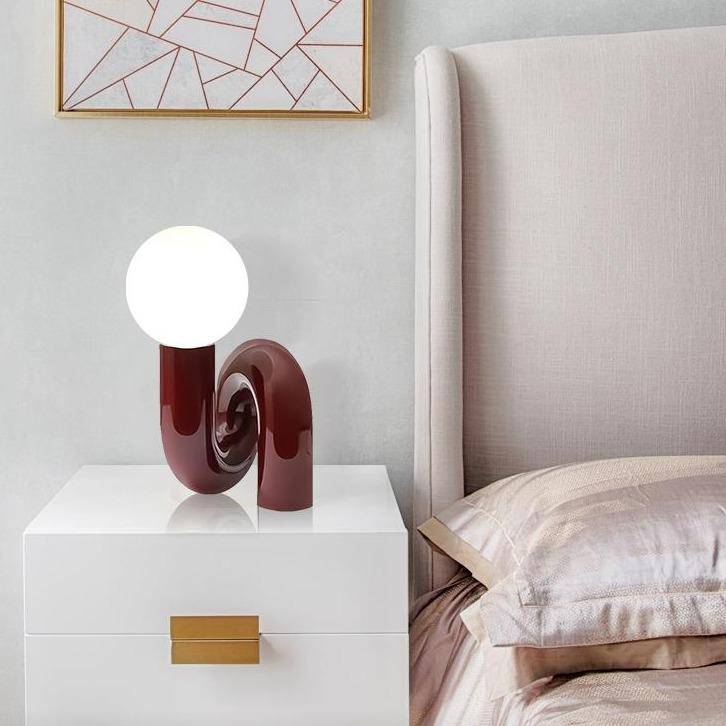 Lampe à poser design à LED en métal rouge avec boule en verre Mao - vue 5 sur 6