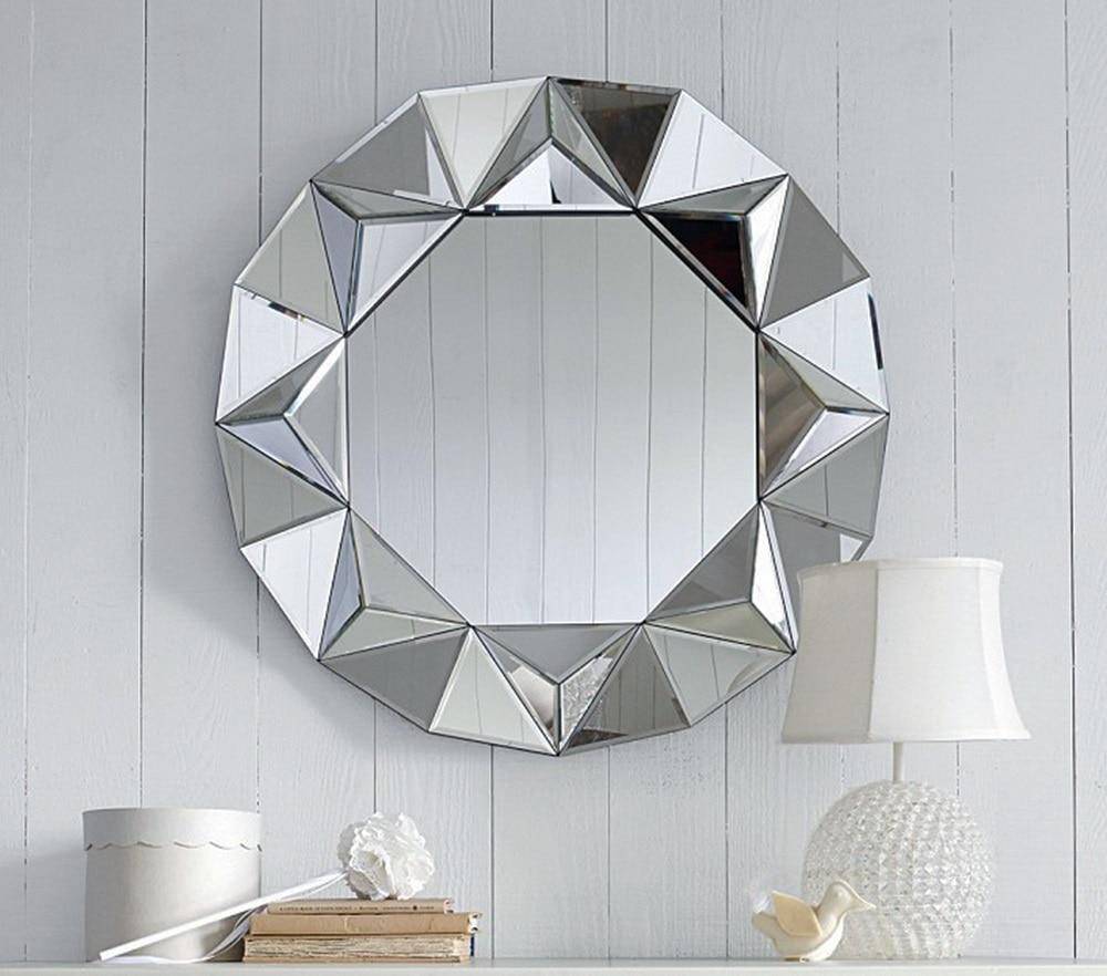 Miroir mural décoratif rond biseauté triangles Decorative - vue 4 sur 6