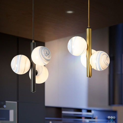 Suspension moderne LED avec 3 globes en verre Lluna - vue 6 sur 14
