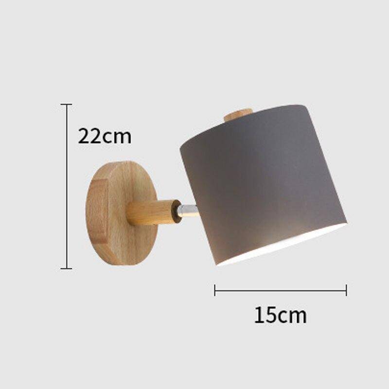 Applique murale moderne LED en bois avec abat-jour arrondi coloré Nordic - vue 6 sur 8