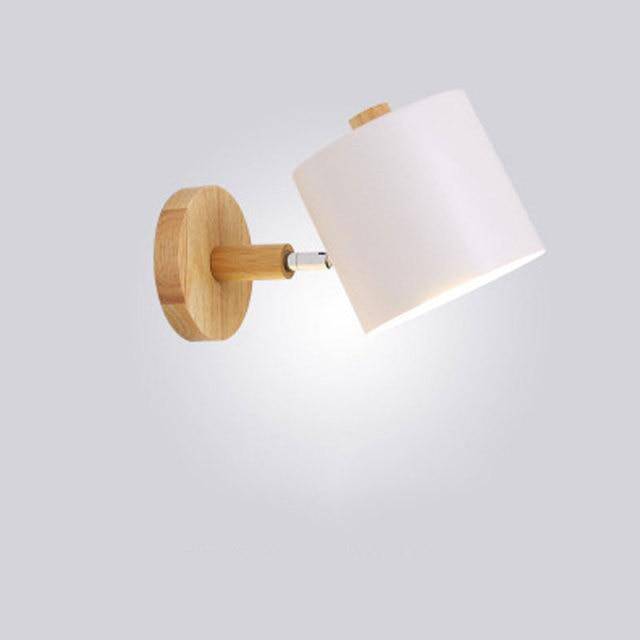 Applique murale moderne LED en bois avec abat-jour arrondi coloré Nordic - vue 7 sur 8