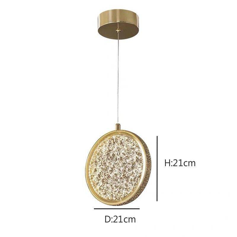 Suspension design dorée à LED en disque et verre Luxury - vue 5 sur 6