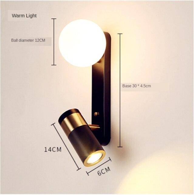 Applique murale design à LED noire et dorée avec boule en verre Light - vue 4 sur 6